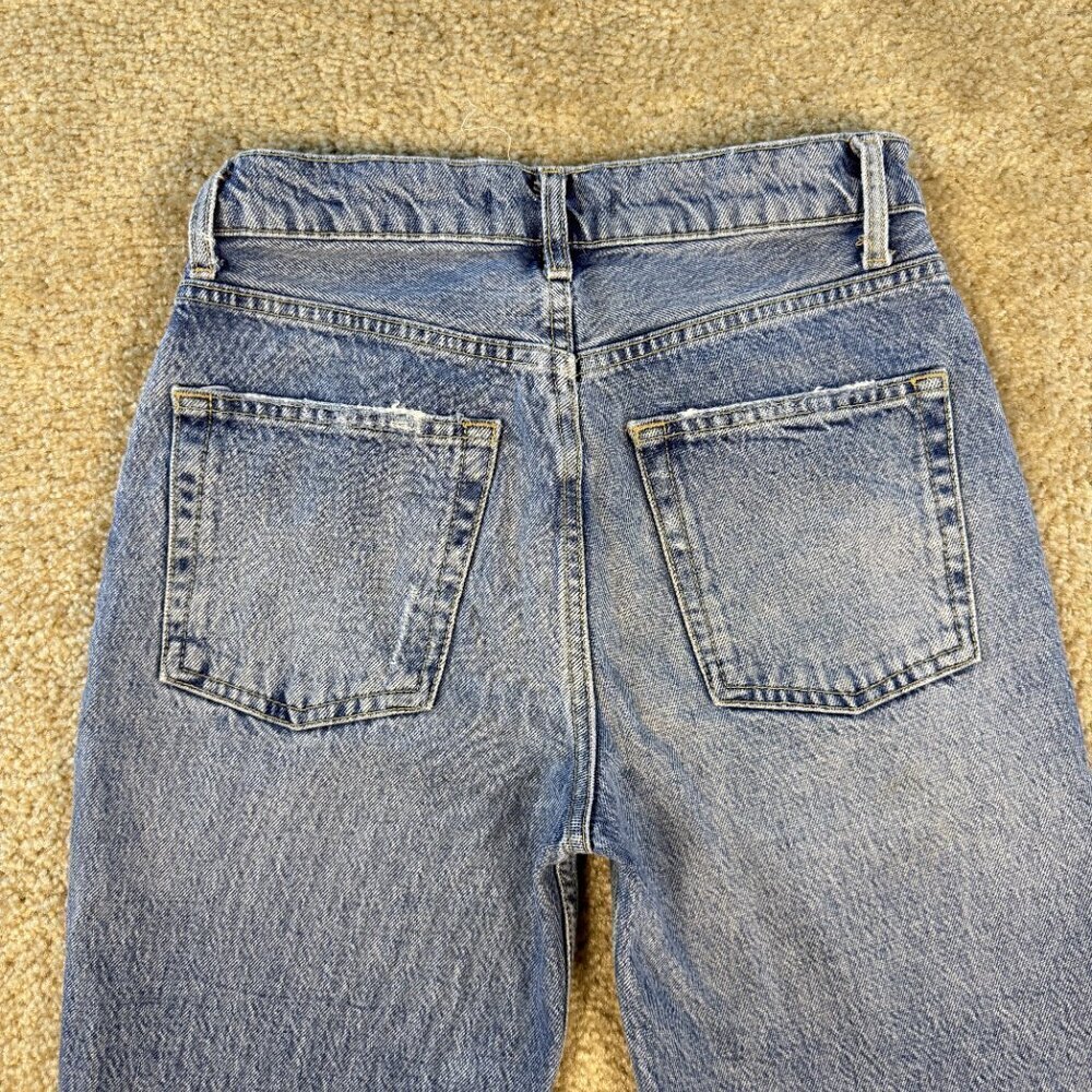 We The Free People Jeans Womens Size 25 Straight Crop Split Hem Distressed F670 - Picture 10 of 16